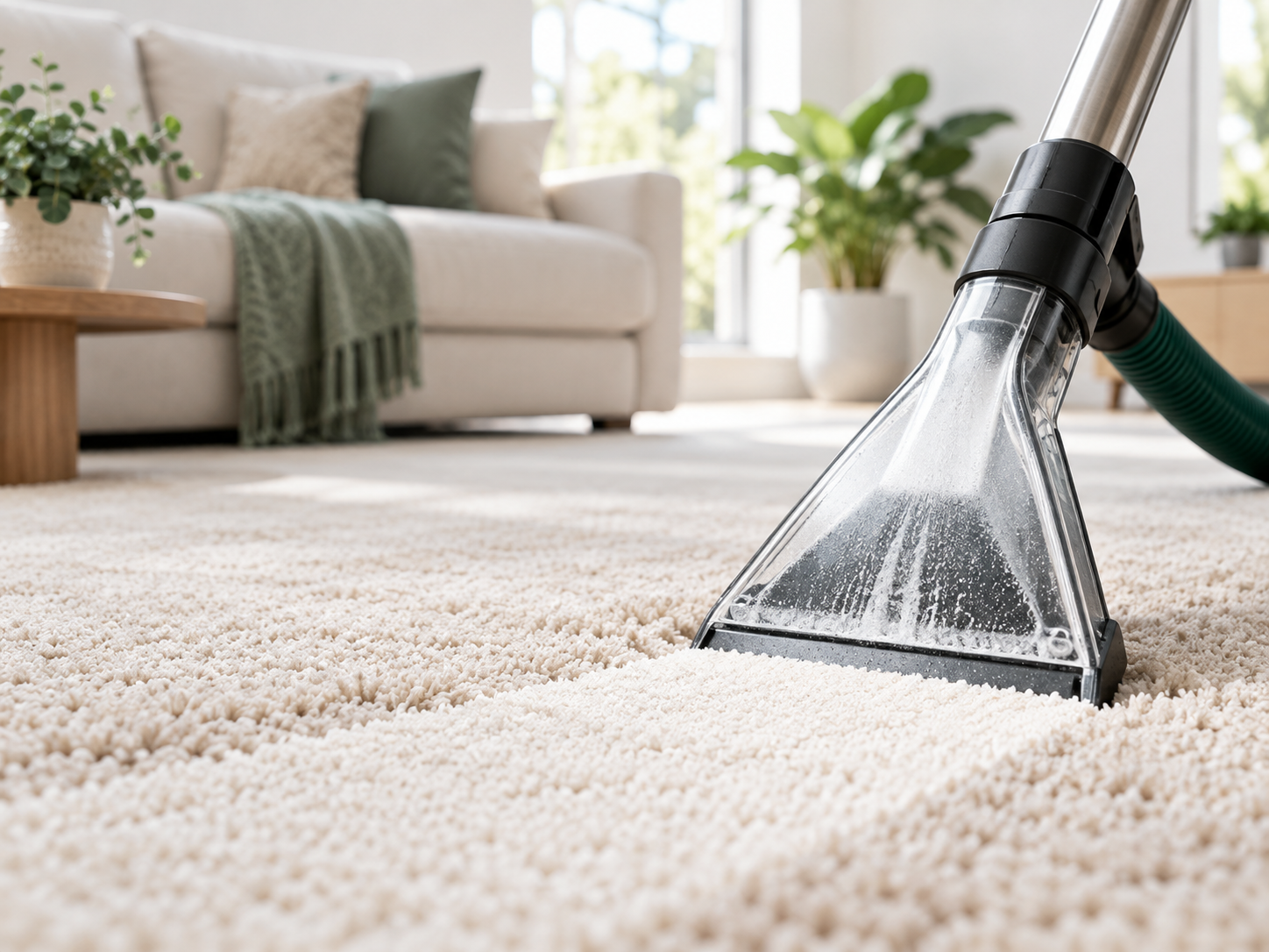 Carpet being professionally steam cleaned
